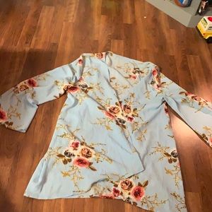 Blue with floral print cardigan
